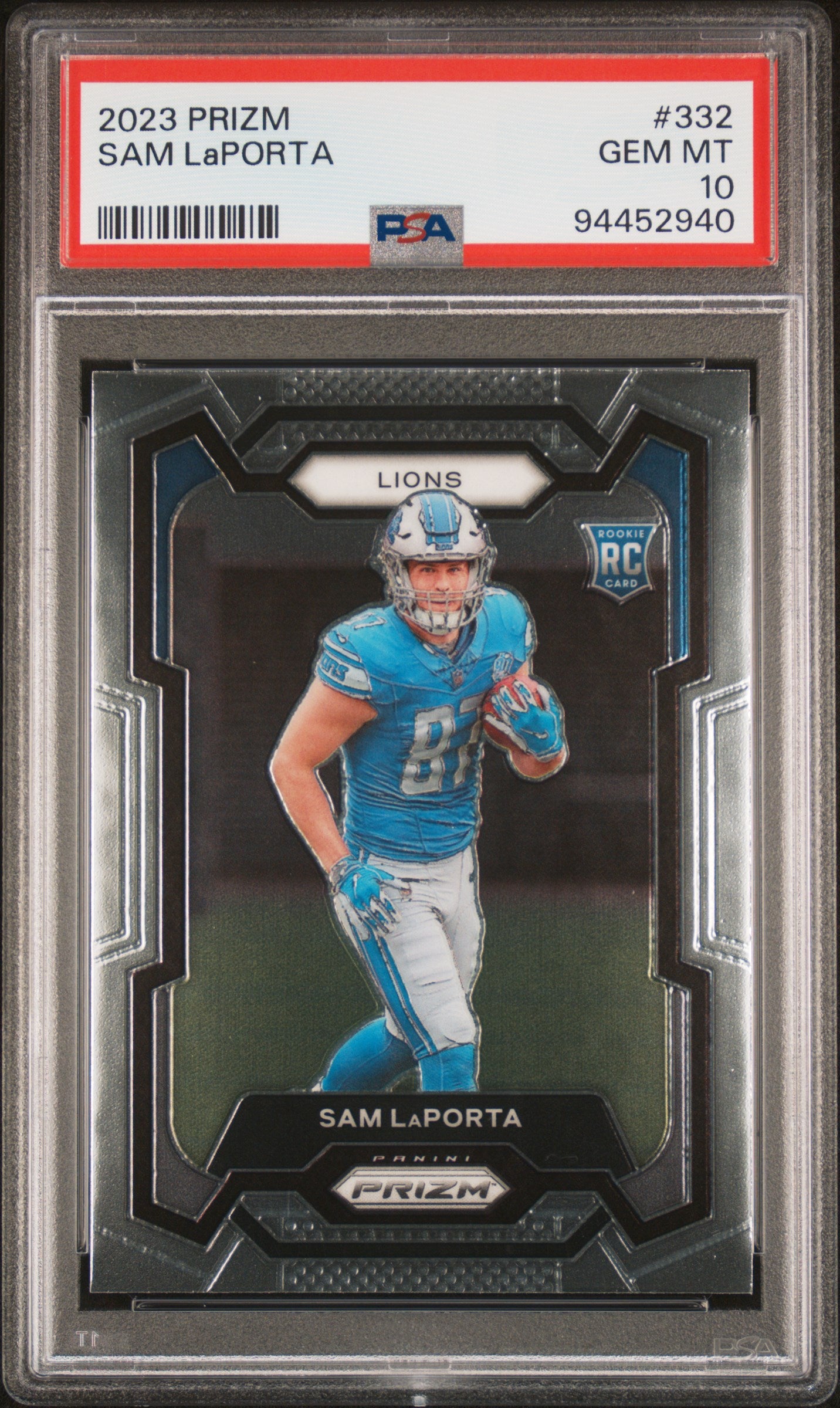 2023 Panini Prizm #332 Sam Laporta PSA 10