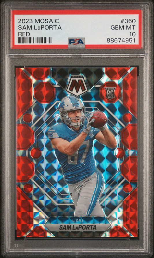 2023 Panini Mosaic #360 Sam Laporta Red PSA 10