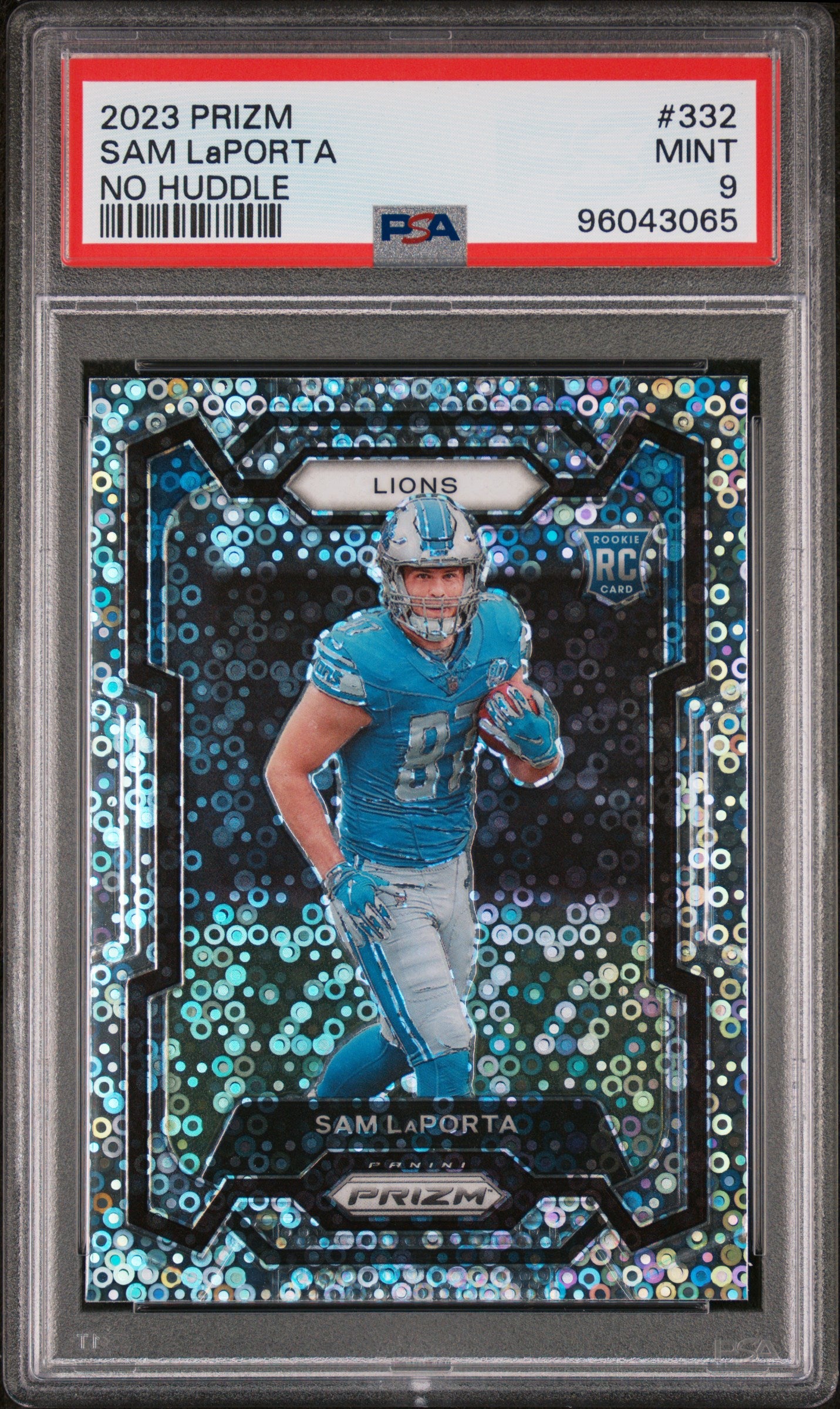 2023 Panini Prizm #332 Sam Laporta No Huddle PSA 9