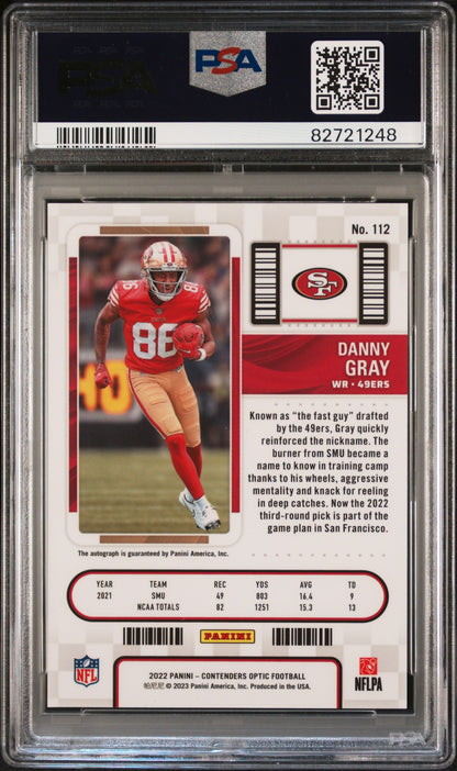 2022 Panini Contenders Optic #112 Danny Gray Autograph PSA 10