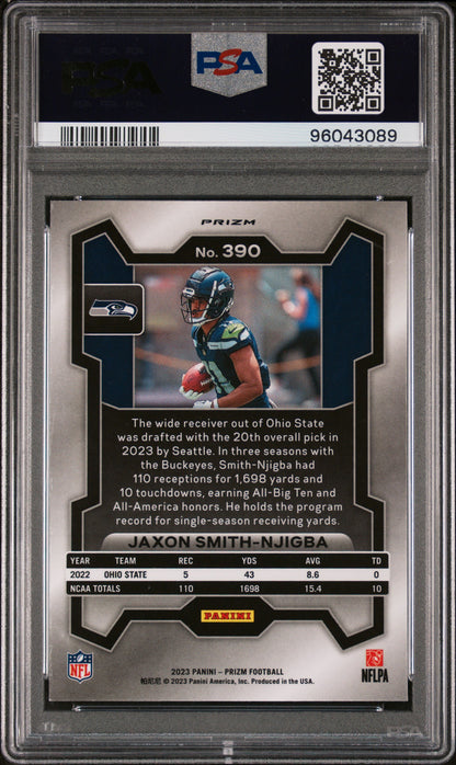 2023 Panini Prizm #390 Jaxon Smith-Njigba Lazer Prizm PSA 9