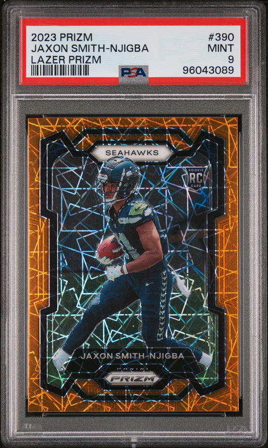 2023 Panini Prizm #390 Jaxon Smith-Njigba Lazer Prizm PSA 9