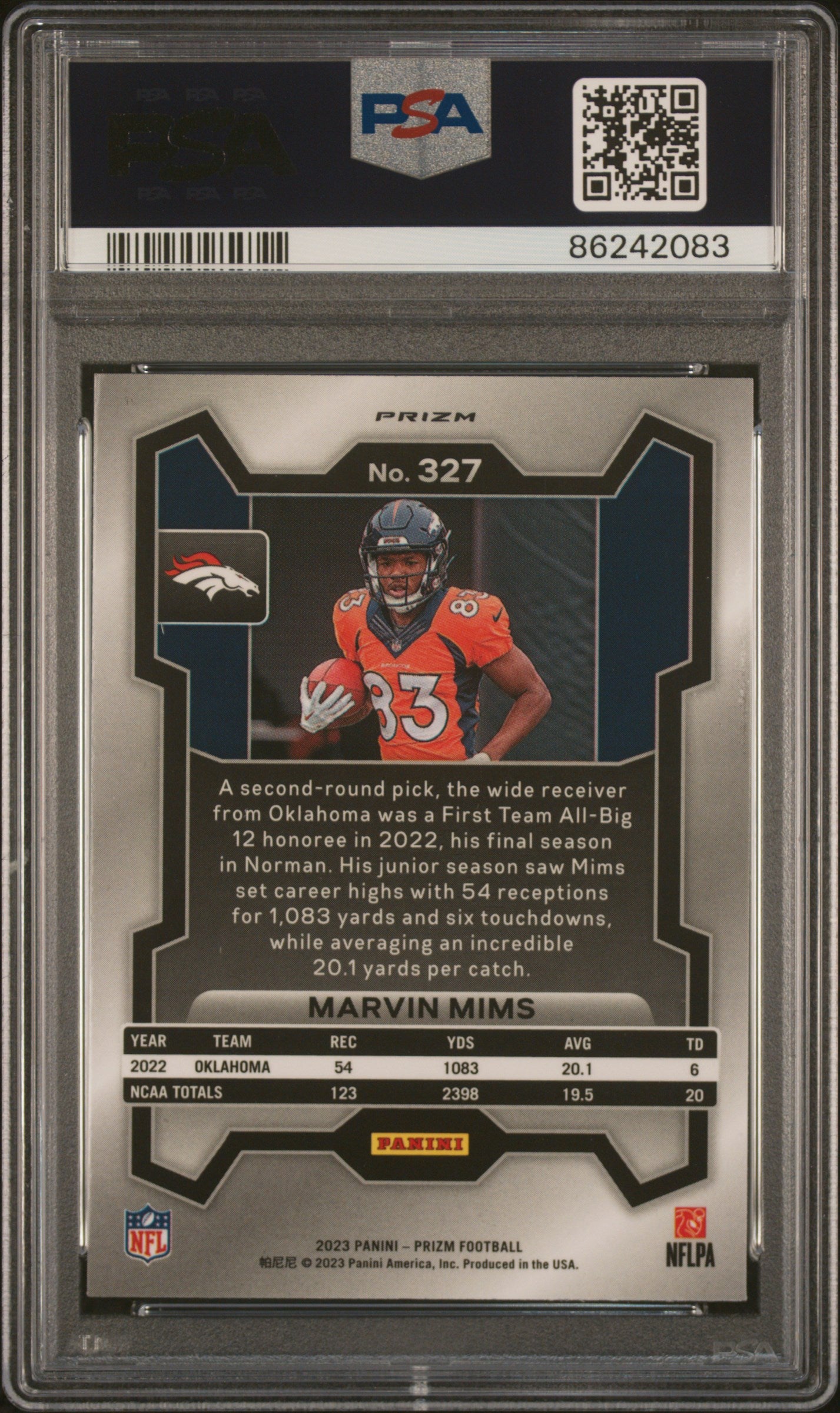 2023 Panini Prizm #327 Marvin Mims Silver Prizm PSA 10