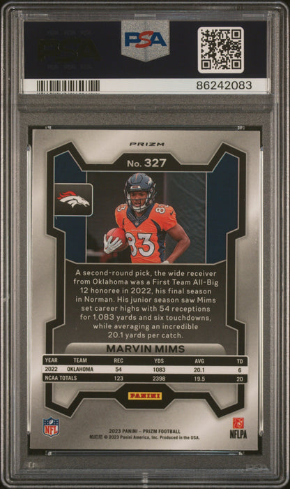 2023 Panini Prizm #327 Marvin Mims Silver Prizm PSA 10