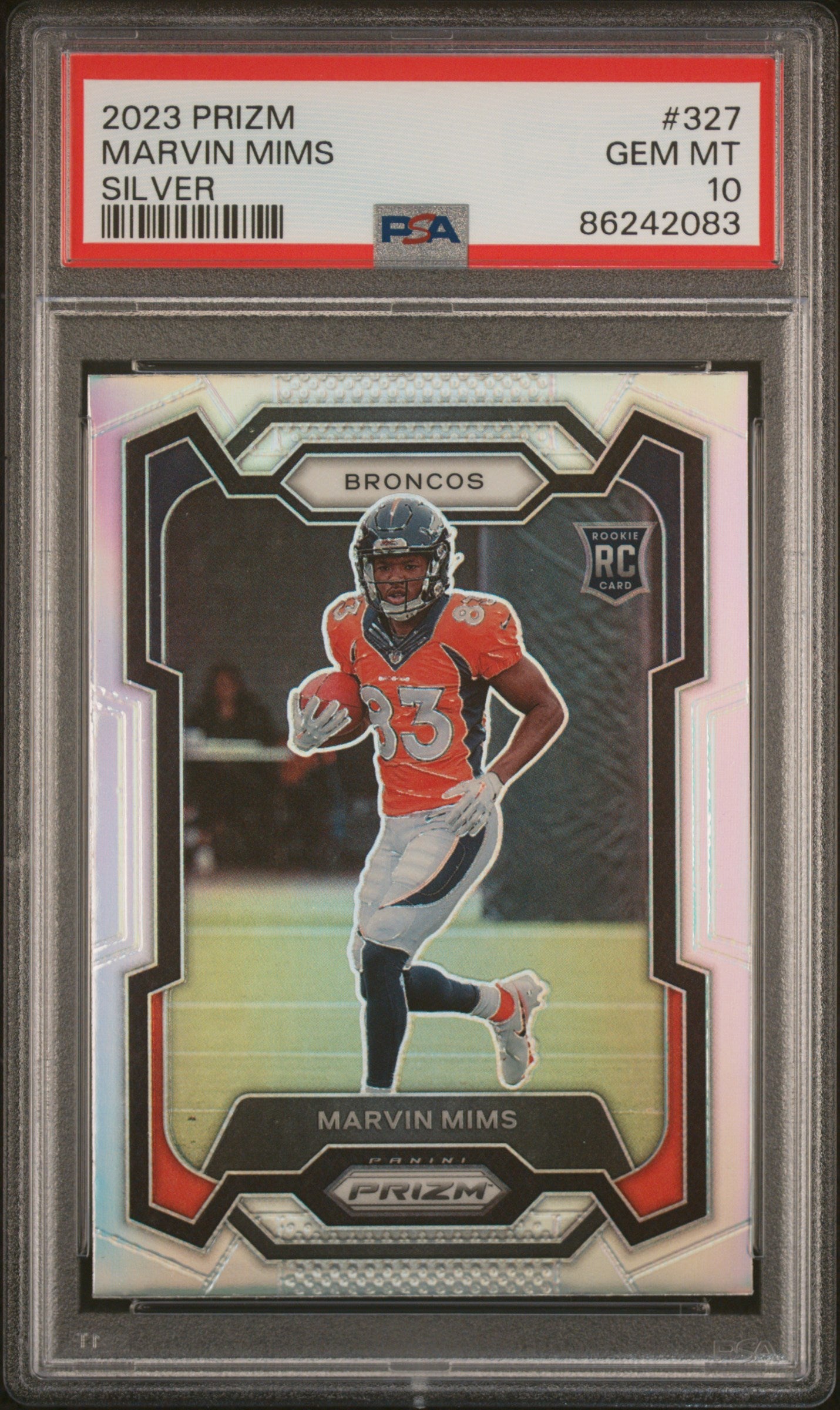 2023 Panini Prizm #327 Marvin Mims Silver Prizm PSA 10