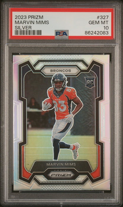 2023 Panini Prizm #327 Marvin Mims Silver Prizm PSA 10