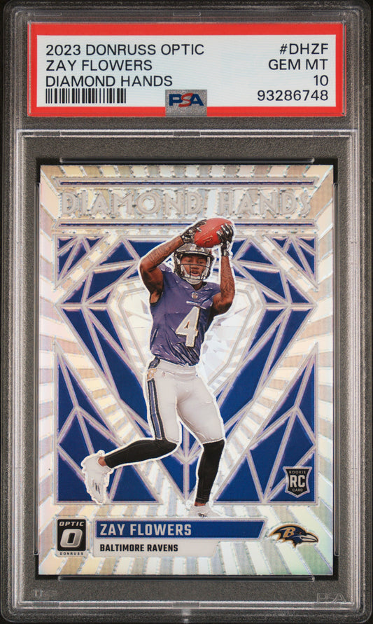 2023 Panini Donruss Optic Diamond Hands #DHZF Zay Flowers PSA 10SKU153