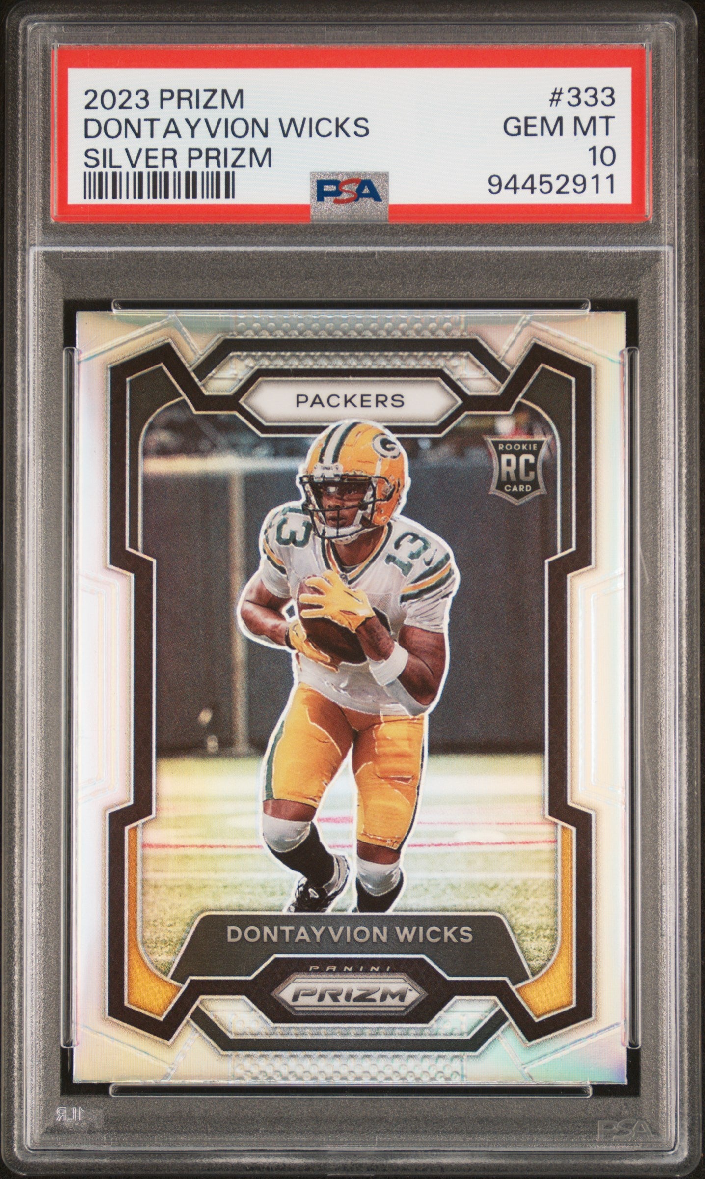 2023 Panini Prizm #333 Dontayvion Wicks Silver Prizm PSA 10