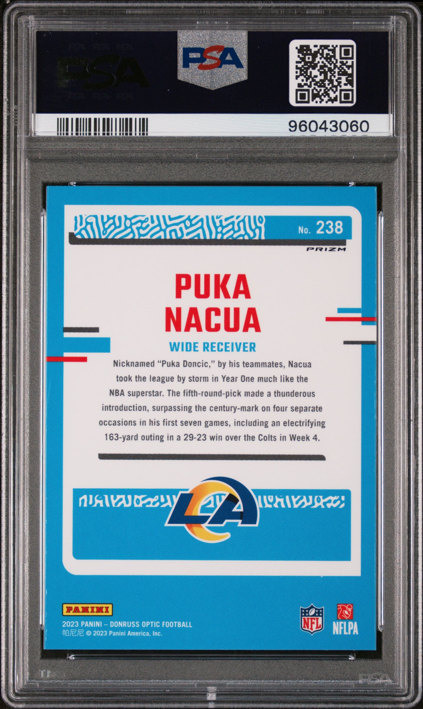 2023 Panini Donruss Optic #238 Puka Nacua Blue Hyper PSA 10