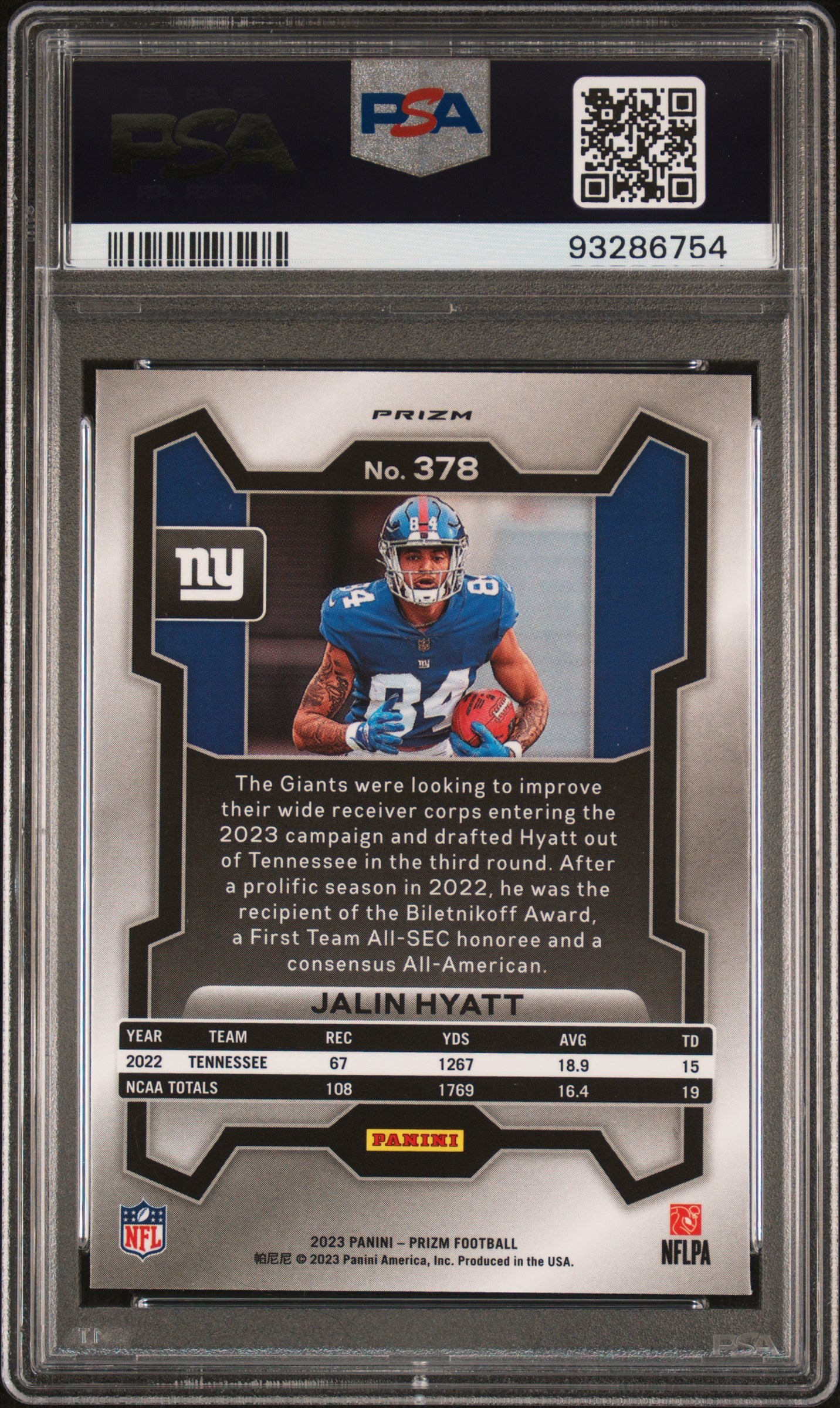 2023 Panini Prizm #378 Jalin Hyatt Neon Green Pulsar PSA 10