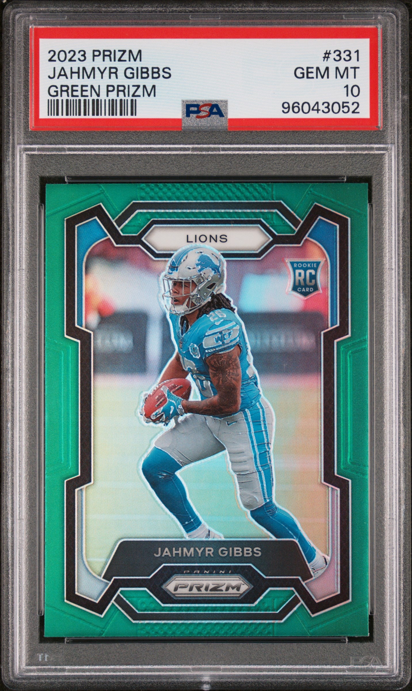 2023 Panini Prizm #331 Jahmyr Gibbs Green Prizm PSA 10