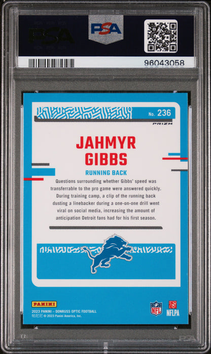 2023 Panini Donruss Optic #236 Jahmyr Gibbs Holo PSA 9