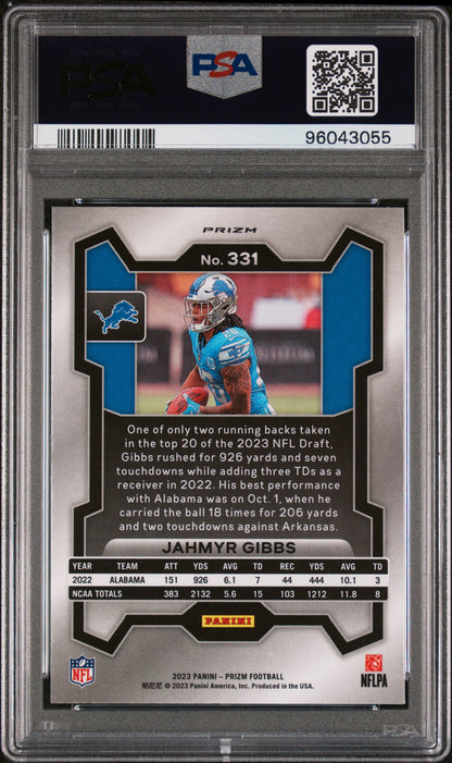 2023 Panini Prizm #331 Jahmyr Gibbs Disco Prizm PSA 9