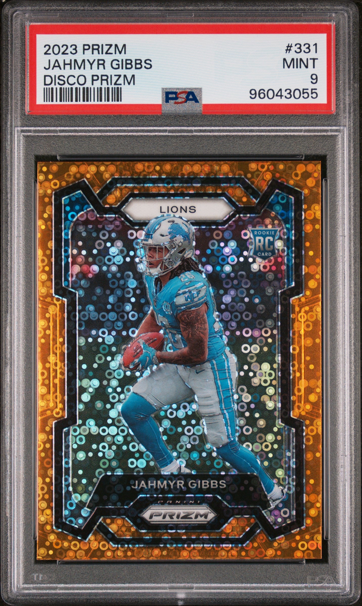 2023 Panini Prizm #331 Jahmyr Gibbs Disco Prizm PSA 9