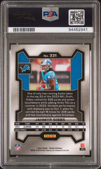 2023 Panini Prizm #331 Jahmyr Gibbs PSA 10