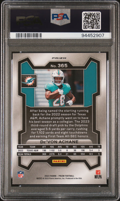2023 Panini Prizm #365 De'Von Achane Silver Prizm PSA 10