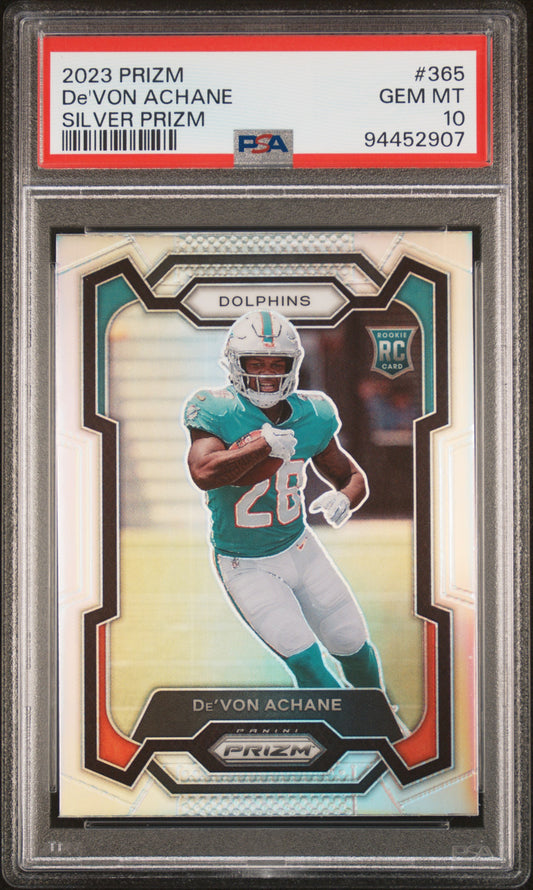 2023 Panini Prizm #365 De'Von Achane Silver Prizm PSA 10