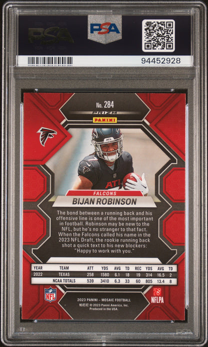 2023 Panini Mosaic #284 Bijan Robinson Reactive Blue PSA 10