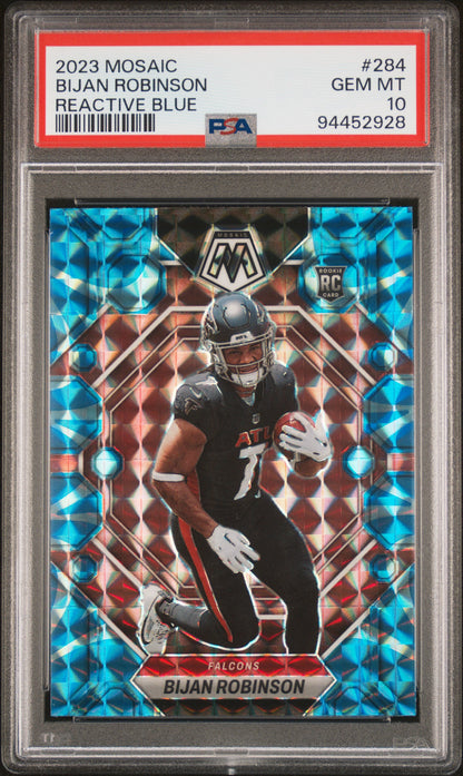2023 Panini Mosaic #284 Bijan Robinson Reactive Blue PSA 10