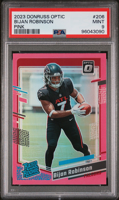 2023 Panini Donruss Optic #206 Bijan Robinson Pink PSA 9