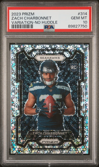 2023 Panini Prizm #314 Zach Charbonnet Variation-No Huddle PSA 10