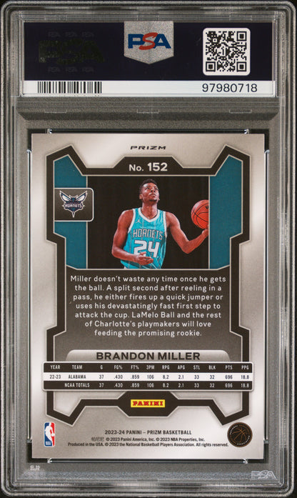 2023 Panini Prizm #152 Brandon Miller Ice PSA 10