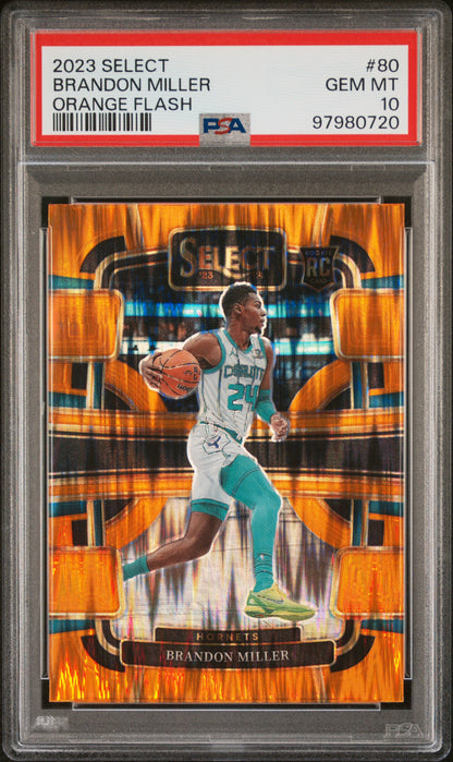 2023 Panini Select #80 Brandon Miller Orange Flash PSA 10