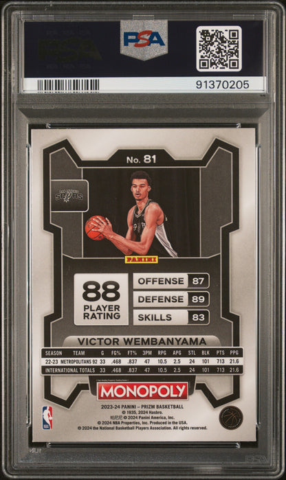 2023 Panini Prizm Monopoly #81 Victor Wembanyama PSA 10