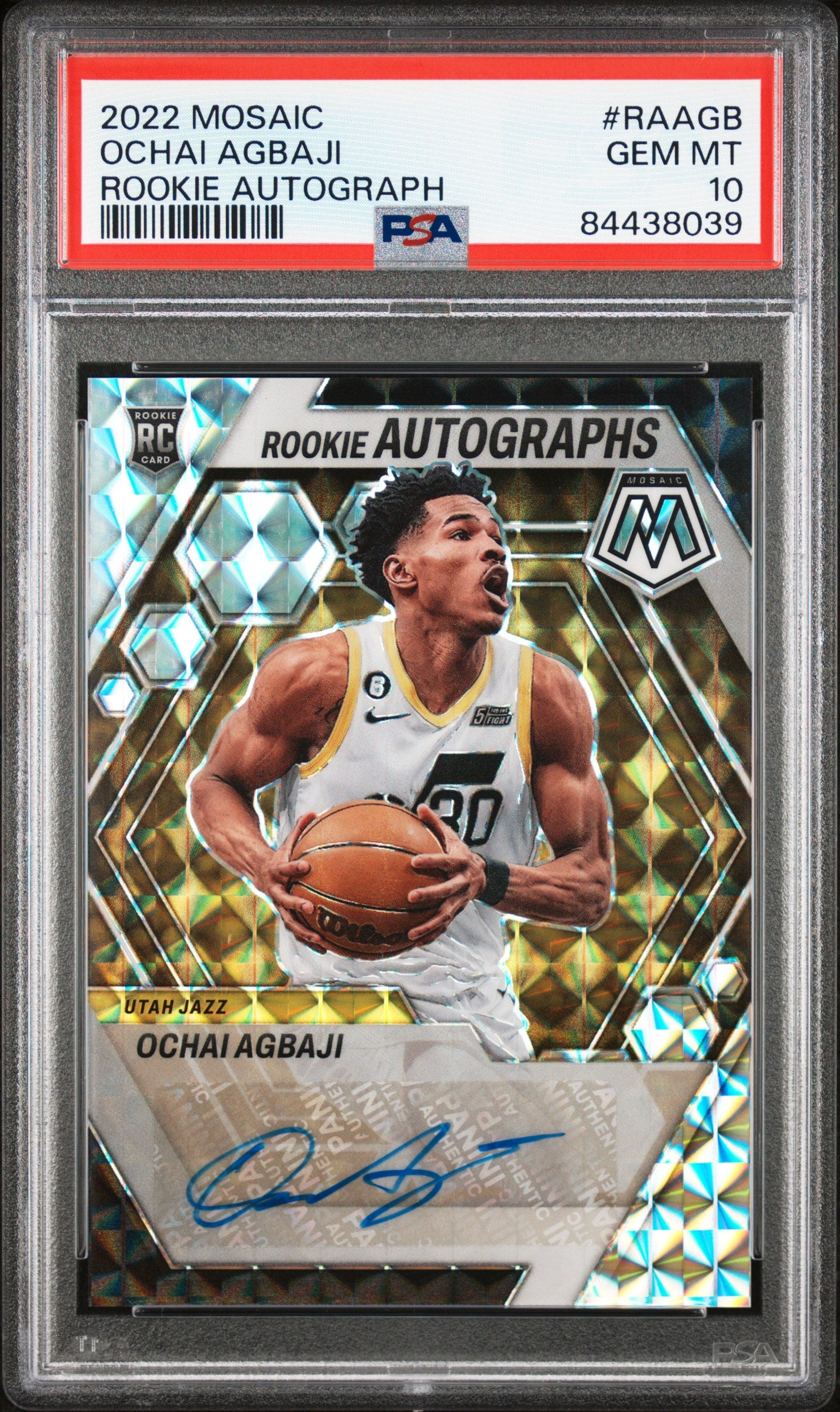 2022 Panini Mosaic Rookie Autographs Mosaic #RAAGB Ochai Agbaji PSA 10