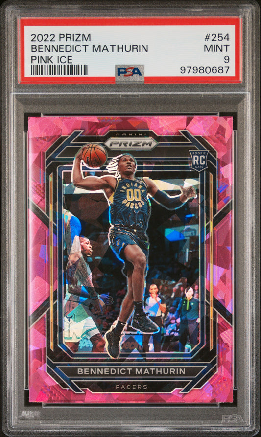 2022 Panini Prizm #254 Bennedict Mathurin Pink Ice PSA 9