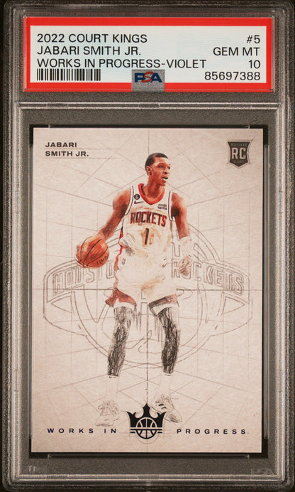 2022 Panini Court Kings Works In Progress #5 Jabari Smith Jr.-Violet/49  PSA 10