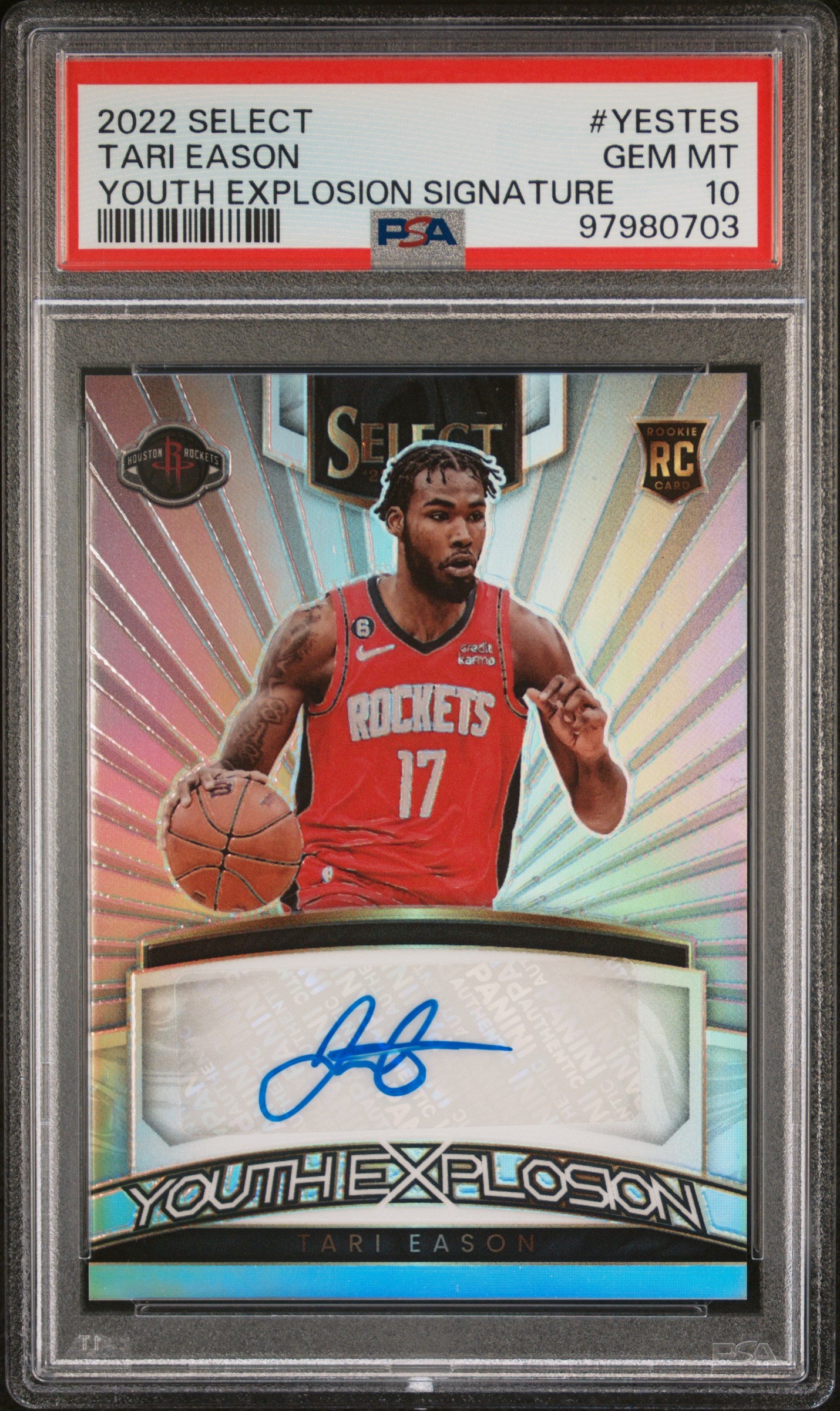 2022 Panini Select Youth Explosion Signature #YESTES Tari Eason PSA 10