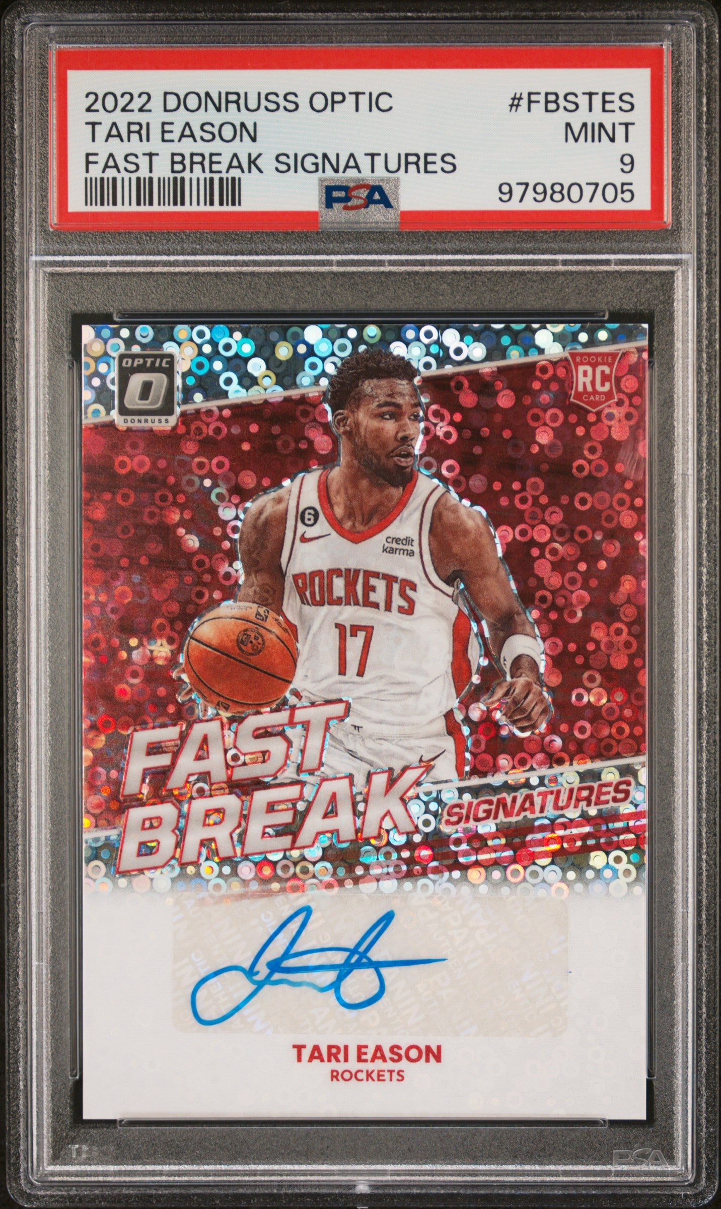 2022 Panini Donruss Optic Fast Break Signatures #FBSTES Tari Eason PSA 9