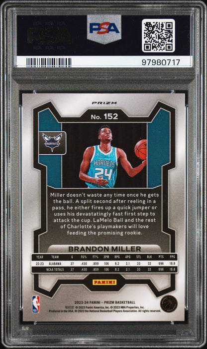 2023 Panini Prizm #152 Brandon Miller Ice PSA 10