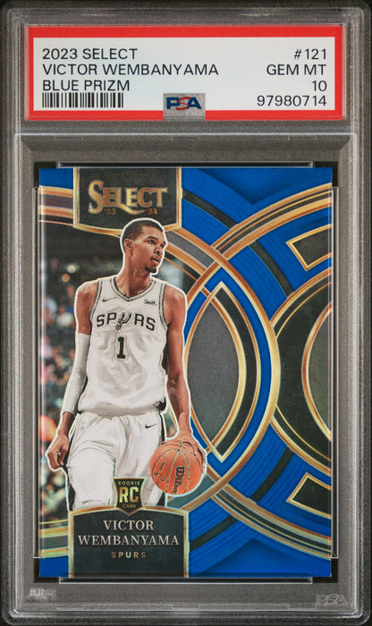 2023 Panini Select #121 Victor Wembanyama Blue Prizm PSA 10