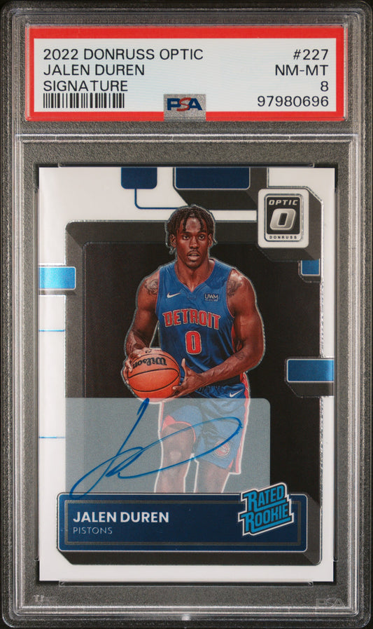 2022 Panini Donruss Optic #227 Jalen Duren Signature PSA 8