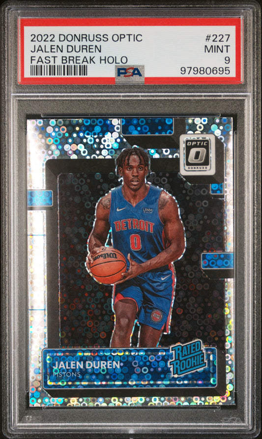 2022 Panini Donruss Optic #227 Jalen Duren Fast Break Holo PSA 9