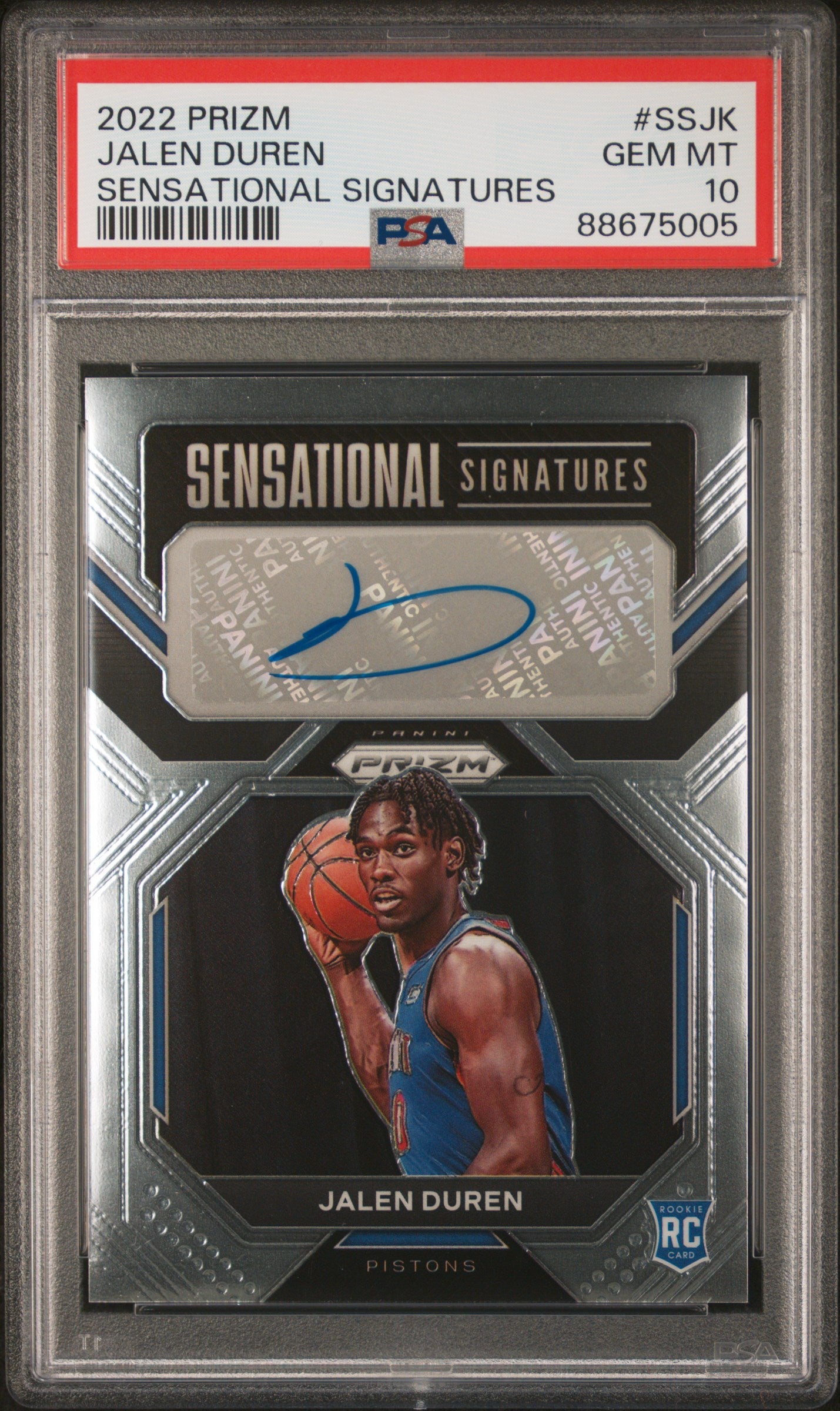 2022 Panini Prizm Sensational Signatures #SSJK Jalen Duren  PSA 10