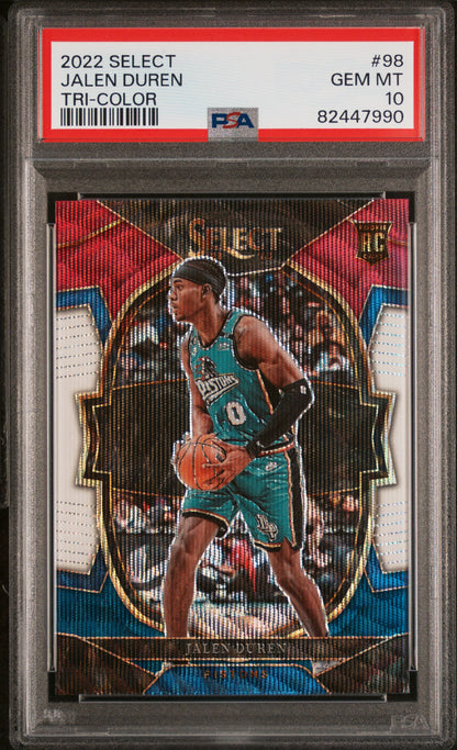 2022 Panini Select #98 Jalen Duren Tri-Color PSA 10