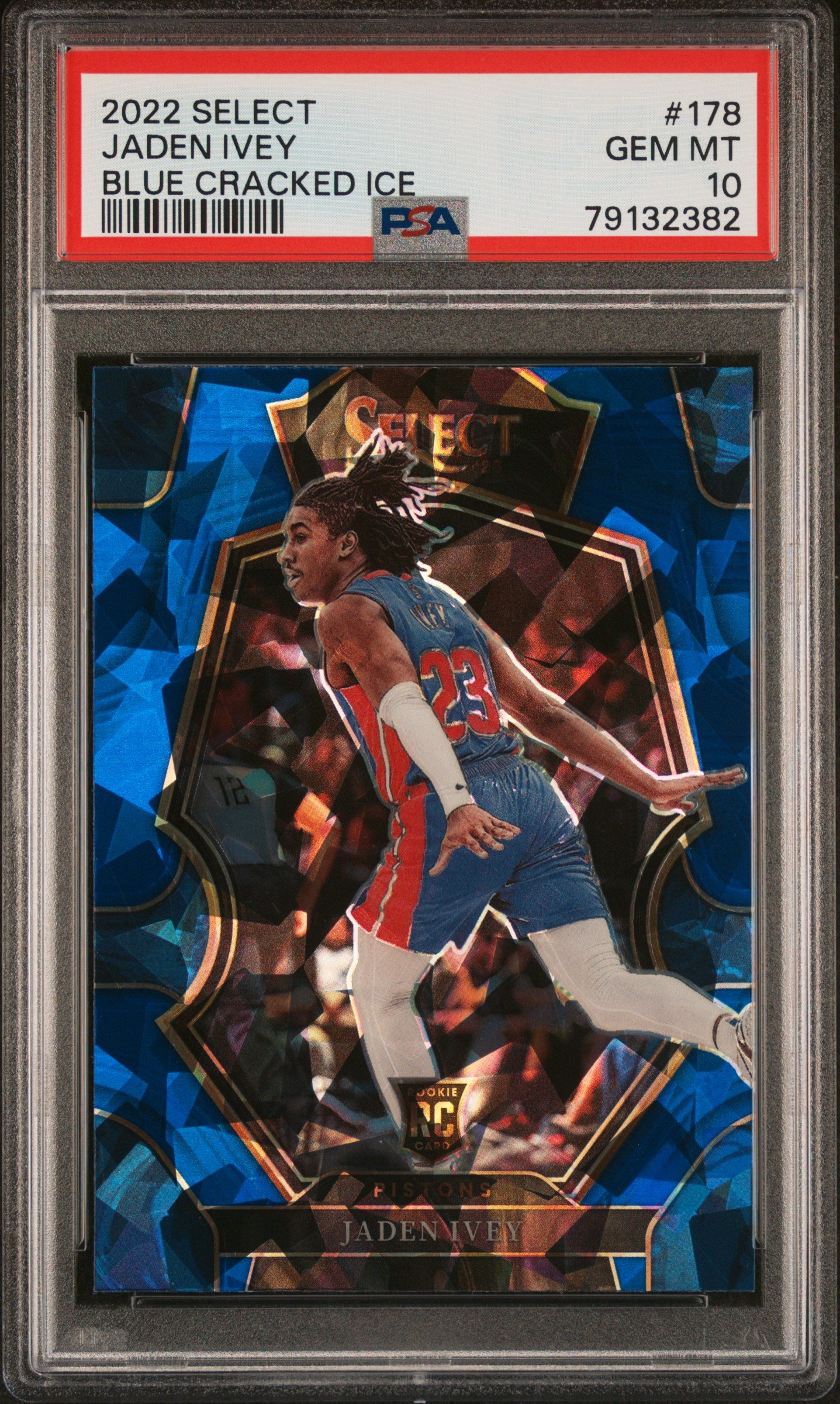 2022 Panini Select #178 Jaden Ivey Blue Cracked Ice PSA 10