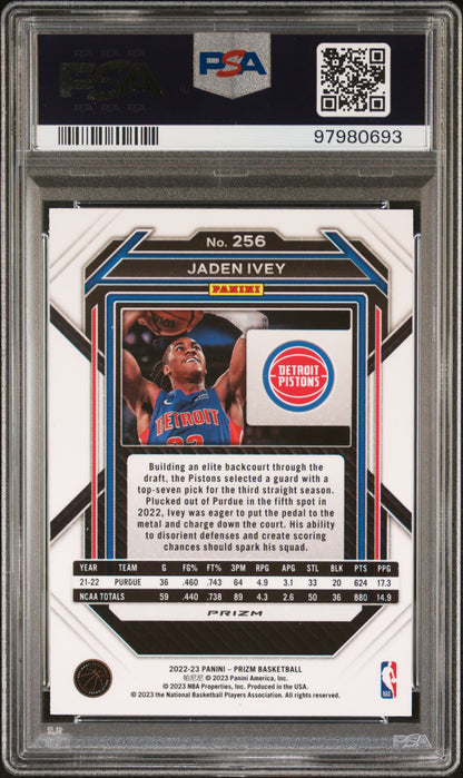 2022 Panini Prizm #256 Jaden Ivey Silver Prizm PSA 9