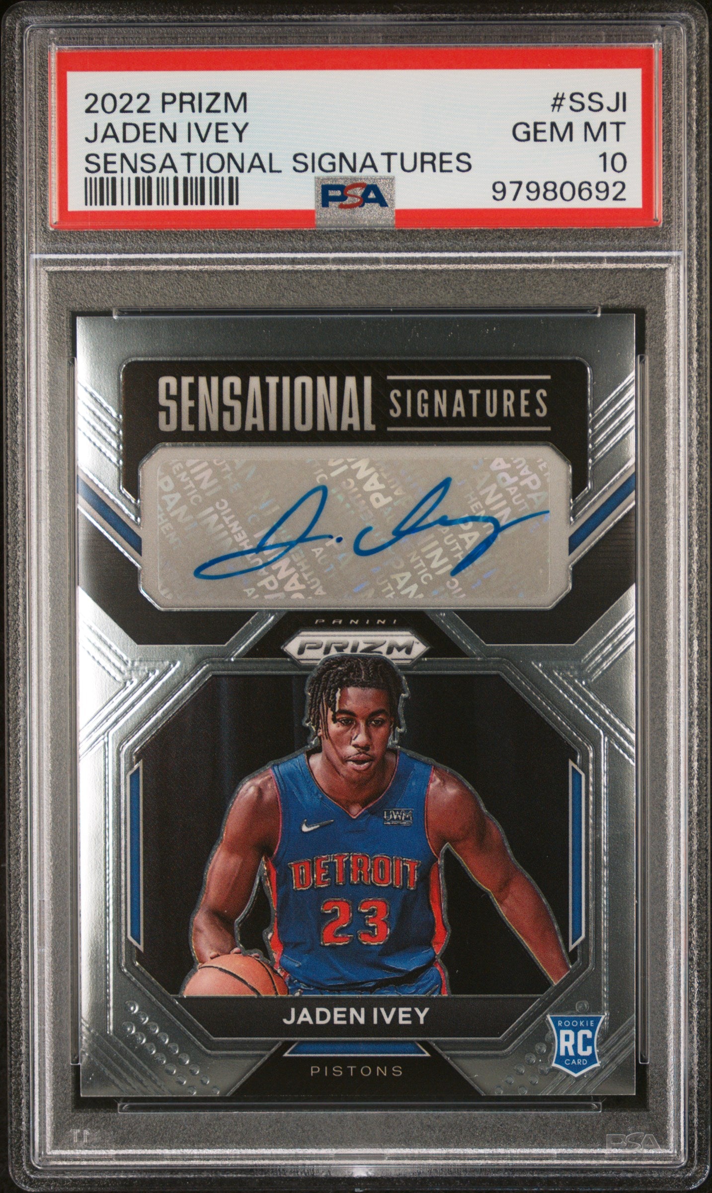 2022 Panini Prizm Sensational Signatures #SSJI Jaden Ivey PSA 10