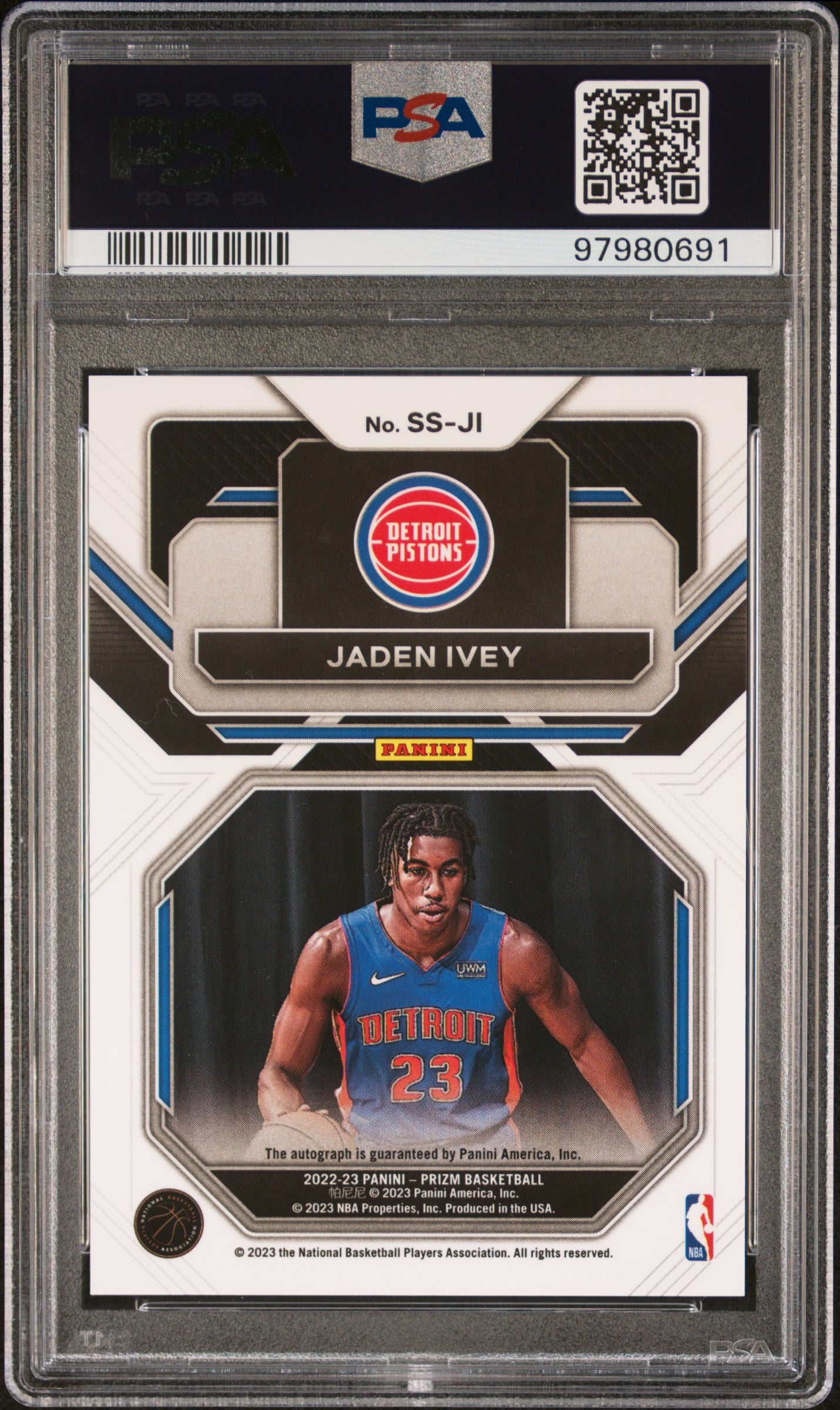 2022 Panini Prizm Sensational Signatures #SSJI Jaden Ivey PSA 9