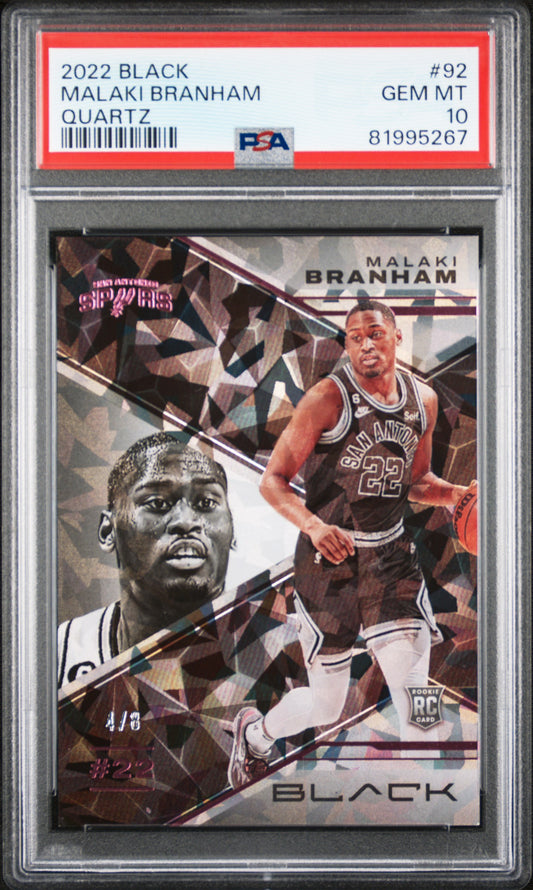 2022 Panini Black #92 Malaki Branham Quartz PSA 10