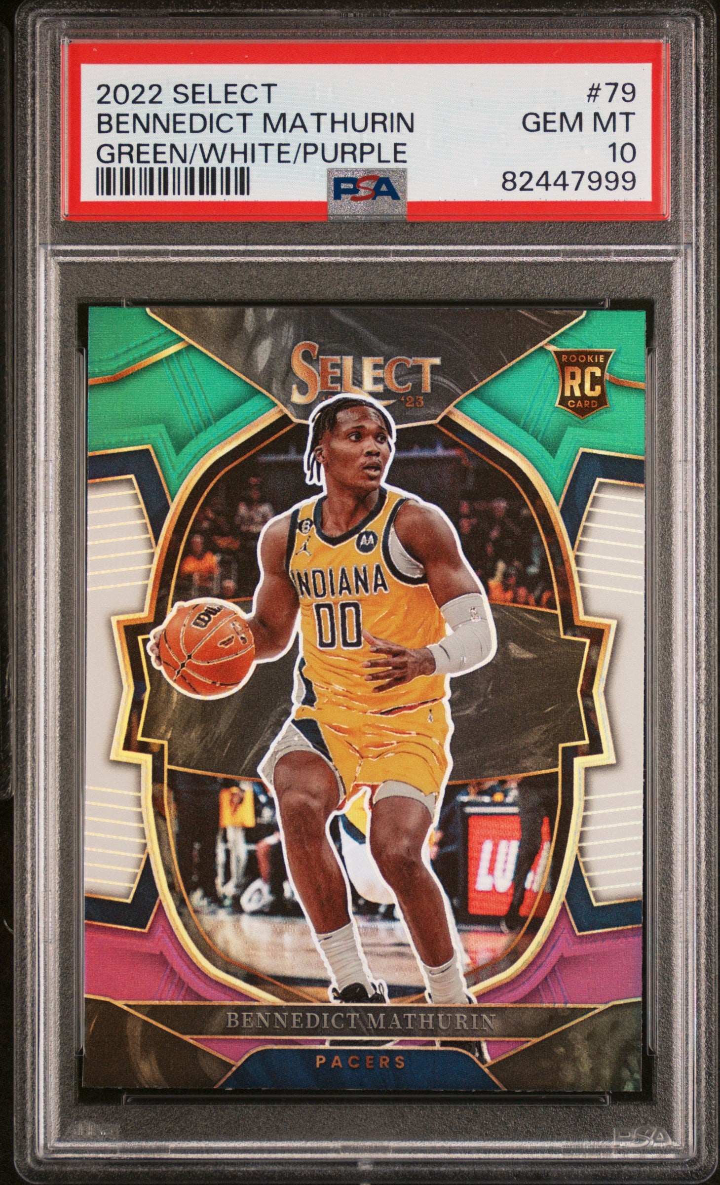 2022 Panini Select #79 Bennedict Mathurin Green/White/Purple PSA 10