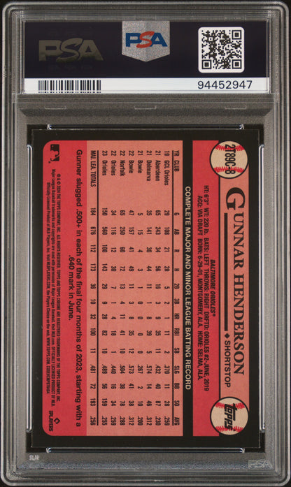 2024 Topps Silver Pack 1989 Chrome Promo #8 Gunnar Henderson PSA 10