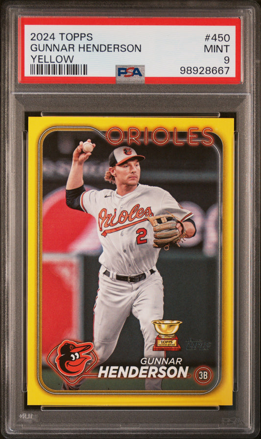 2024 Topps #450 Gunnar Henderson Yellow PSA 9
