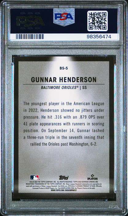 2023 Bowman Spotlights #BS5 Gunnar Henderson Spotlights PSA 9
