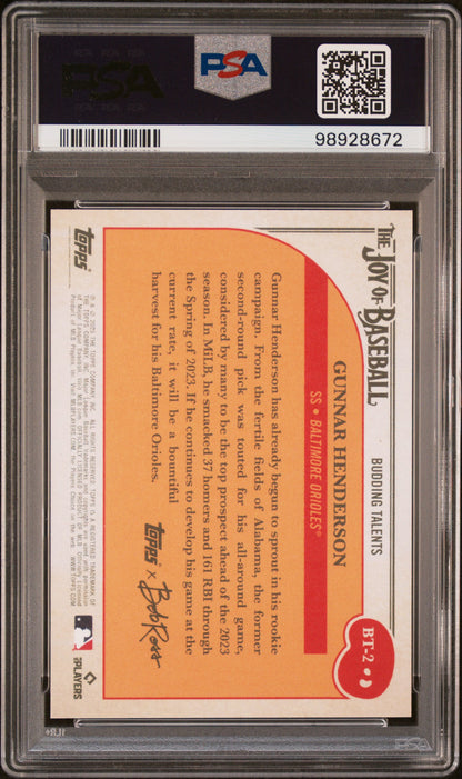 2023 Topps X Bob Ross The Joy Of Baseball #BT2 Gunnar Henderson PSA 10