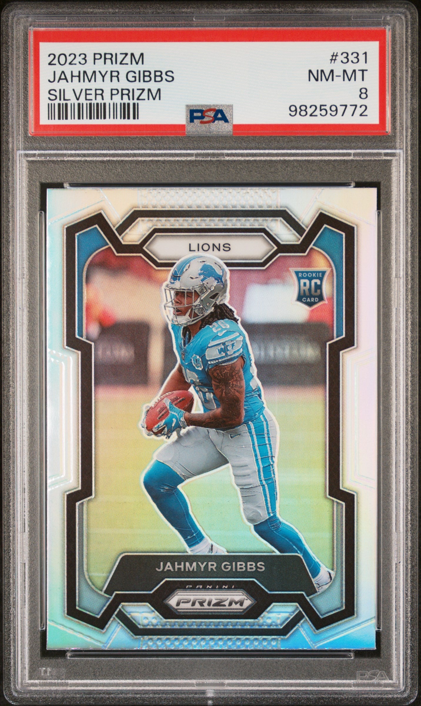 2023 Panini Prizm #331 Jahmyr Gibbs Silver Prizm PSA 8
